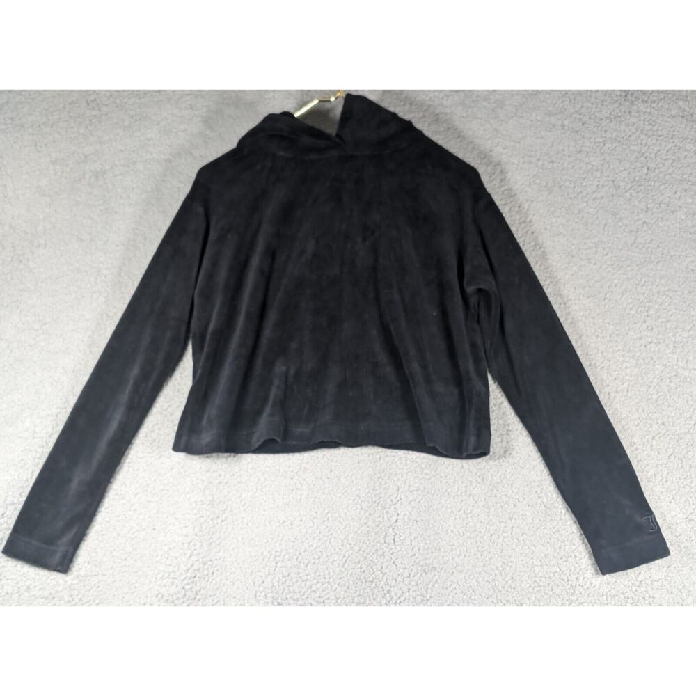 Juicy Couture Hoodie Womens Extra Small Black Crop Hoodie Black Label Velour